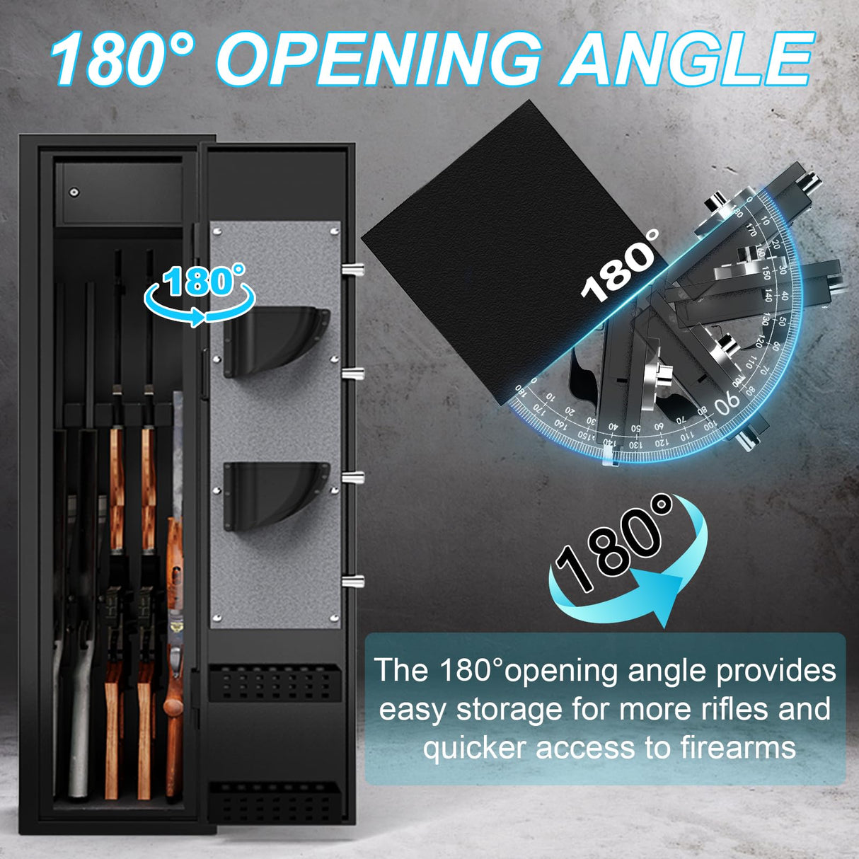 ANXINWEI 5-8 Gun Safe, Rifle Safe with 180°Full Access Door and Inner Cabinet, Large Gun Safe with Dual Alarm and Removable Shelf, Quick Access Gun Locker with LED, Long Shotgun Gun Safes for Home ANXINWEI