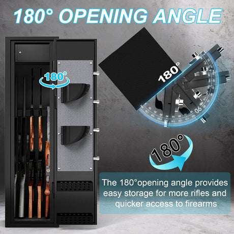 ANXINWEI 5-8 Gun Safe, Rifle Safe with 180°Full Access Door and Inner Cabinet, Large Gun Safe with Dual Alarm and Removable Shelf, Quick Access Gun Locker with LED, Long Shotgun Gun Safes for Home ANXINWEI