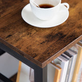 HOOBRO Rustic Brown 3-Tier Narrow Bookshelf & Record Storage Rack HOOBRO