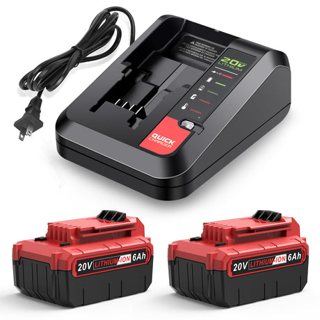 LabTEC 2-Pack 6.0Ah 20V Lithium Battery PCC685L and Battery Charger Kit Compatible with Porter-Cable Labtec