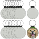 JEUIHAU 15 PCS Sublimation Keychain Blanks, PU Leather Sublimation Keychains Heat Transfer Keyring for Pendant Ornament Making, Present Making, White JEUIHAU