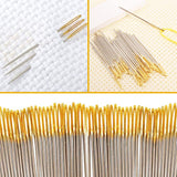 120pcs Cross Stitch Needles +2 Needle Threader Golden Color Large Eyes Cross Stitch DIY Embroidery Hand Needles Sewing Needles in Transparent Box Size 22# 24# 26# 28# JIGEGE