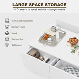 IKIFLY Modern White LED Coffee Table w/4 Drawers, High Glossy Center Table with 16 Colors LED Lights for Home Living Room IKIFLY