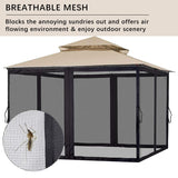 Gazebo Universal Replacement Mosquito Netting,Outdoor Canopy Net Screen 4-Panel Sidewall Gazebo Curtains, with Zippers, Easy to Install, Fit for Most Gazebo 10x12 Canopy, Patio (Black - 10 x 12 FT) maebeacae