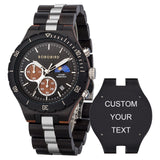 BOBO BIRD Mens Quartz Wooden Watches Stainless Steel Red Sandalwood Alloy Wood Watch for Male Classic Function Wristwatch Chronograph Luminous Hands (Custom) BOBO BIRD