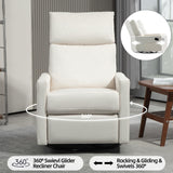 LONWIK Swivel Rocker Recliner Chairs Set of 2, Upholstered Fabric Nursery Rocking Glider Chair with Adjustable Backrest and Footrest, Lay Flat Recliner Single Lazy Sofa for Living Room(Beige) LONWIK