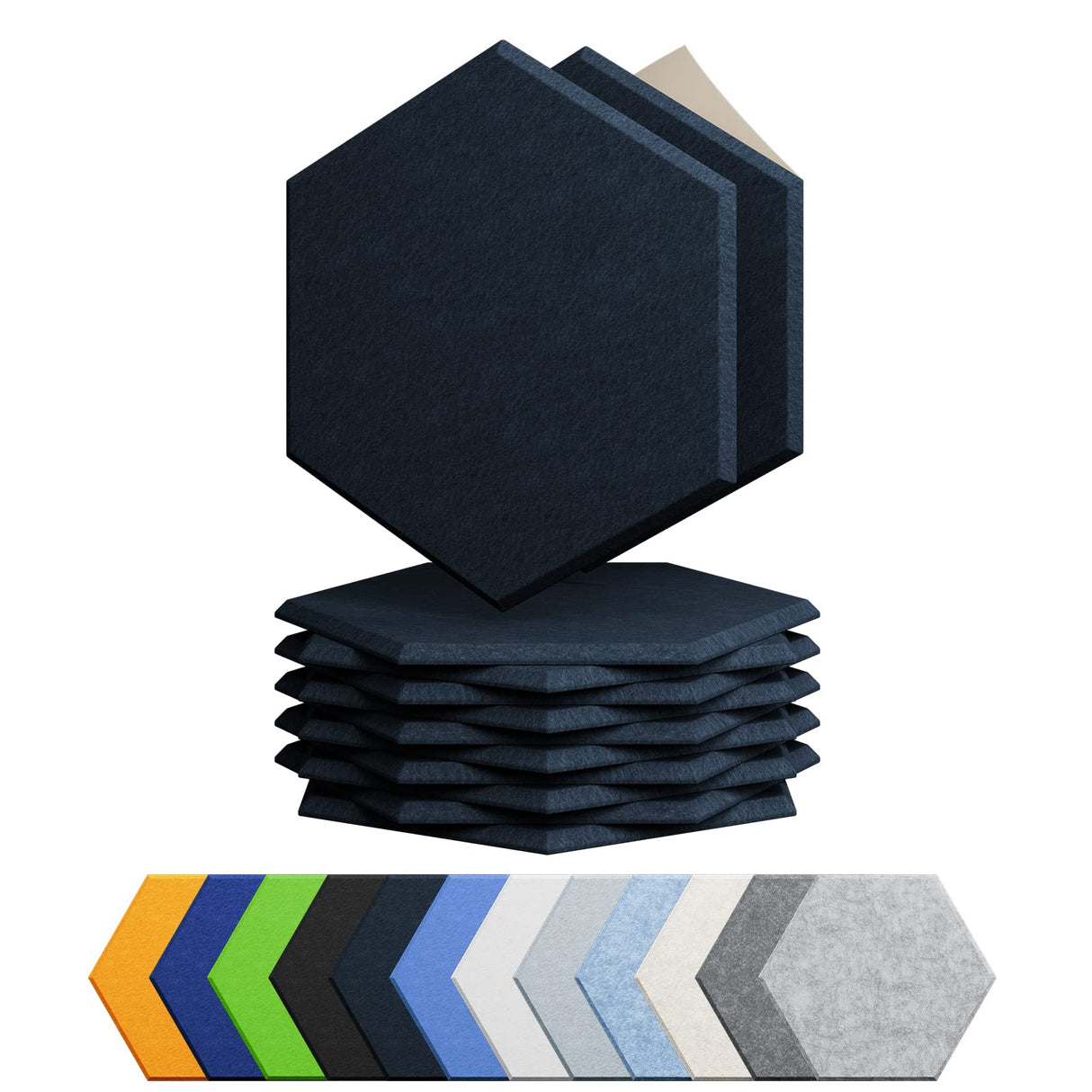 Amantech 12 Pack Acoustic Panels Self Adhesive Sound Proof Foam, High Density Sound Acoustic Panel, 12X10.23X0.4 Inch Hexagon Panels in Home, Office, Reccording Room, Studio,and more(Dark Blue) Amantech