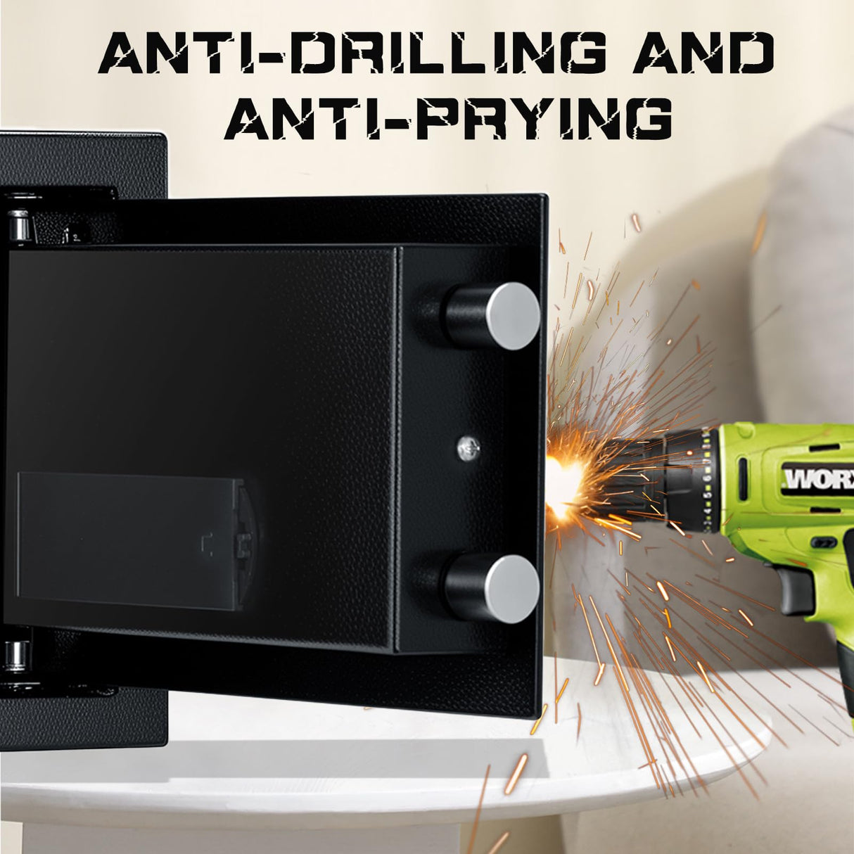 DASHEENCO 0.5 Cuft Steel Security Safe, Lock Box with Electronic Keypad & Emergency Keys, Anti-Theft Home Safe Box for Cash, Documents, Handguns, Jewelry, Black DASHEENCO