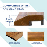 CLOVERHOLM Pack of 4 Pieces Teak Deck Tiles Border (2 Male-Pegs, 2 Female-Hook), Trim Pin End of Outdoor Floor Tiles, Loop End Piece for 12”x12" Shower Floor Wood, Dance Floor (12 Inch, Natural) CLOVERHOLM