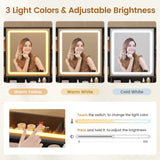 BTHFST Makeup Vanity with Upholstered Stool & Charging Station, Vanity Desk with Mirror and Lights & Jewelry Storage, Vanity Table Set with RGB Lights & 5 Drawers & Shelves, Black & Gold BTHFST