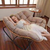 SWITTE Outdoor Rocking Chair, Patio Egg Rocking Chair, Indoor Papasan Chair, Rattan Wicker Lounge Chair, Modern Royal Chair for Bedroom, Living Room, Porch, Garden, Lawn-Beige SWITTE