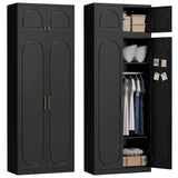 UNICOLY 86" Armoire Wardrobe Closet, 71'' Metal Closet with 15" Cabinets, Wardrobe Cabinet with Hanging Rod, for Bedroom School, Employee, Gym, Armarios De Ropa para DormitorioAssembly Required, Black UNICOLY