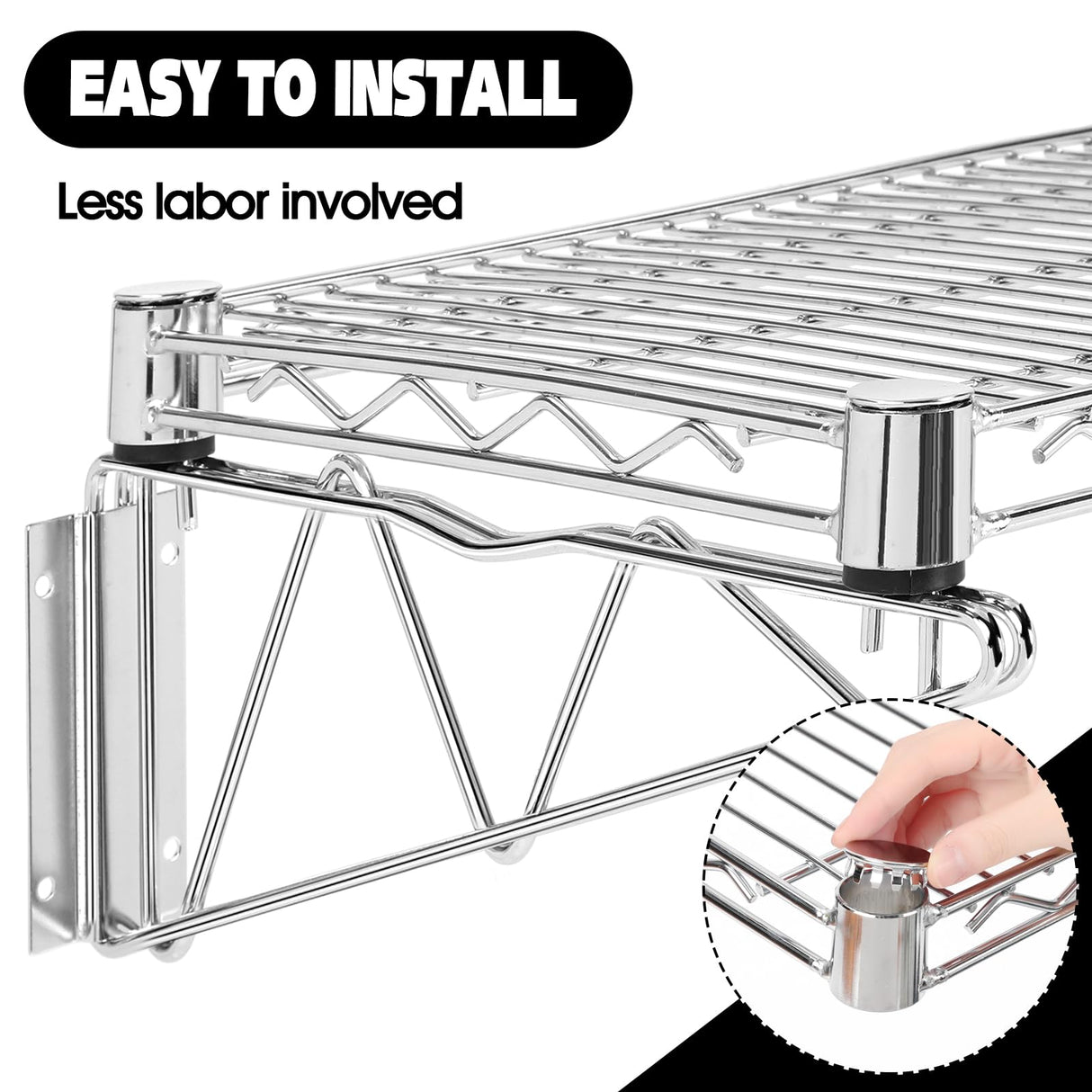 LOYIM 14" Wx 48" L Chrome Wire Wall Mount Shelf, Wall Mount Wire Shelf Kit Heavy Duty Garage Wall Shelving for Wall Storage, Holds Up to 600 Lbs LOYIM