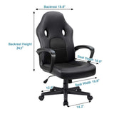 Furmax Gaming Chair Office Chair Leather Computer Desk Chair Racing Style Ergonomic Adjustable Swivel Task Chair with Lumbar Support and Arms (Black) Furmax