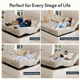 FLEXISPOT King Size Adjustable Bed Frame Base, Zero Clearance, Independent Head & Foot Incline, Zero Gravity, Wireless Remote, 12’’ Legs, Easy Assemble, 5-Year Warranty, 750 lbs. FLEXISPOT