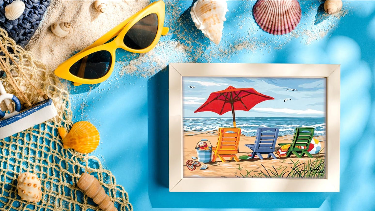 Apomelo 12x16 inches Diamond Art Beach DIY Diamond Painting Kit for Adults,Sunshine Beach Chair Apomelo