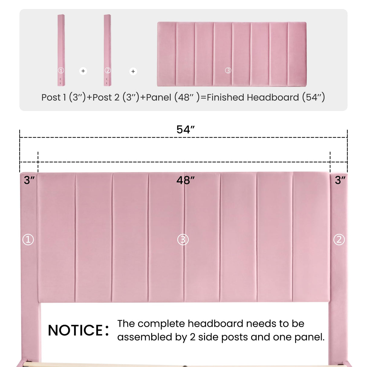 SHA CERLIN Full Bed Frame/Velvet Upholstered Platform Bed Frame with Headboard/Strong Wood Slats Support/Mattress Foundation/No Box Spring Needed - Pink SHA CERLIN