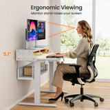 ErGear Standing Desk, 48x24 Inch Electric Standing Desk with Shelves, Height Adjustable Desk with Monitor Stand and Storage, Gaming Sit Stand Up Desk with LED Light for Home Office, White ErGear