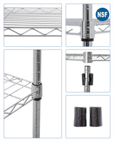 BestOffice 14"x30"x60" Storage Shelves Heavy Duty Shelving 5 Tier Layer Wire Shelving Unit with Wheels Metal Wire Shelf Standing Garage Shelves Storage Rack,Adjustable NSF Certified (Chrome) BestOffice