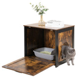 DWANTON Cat Litter Box Furniture Hidden, Cat Litter Box Enclosure, Reversible Entrance Can Be on Left or Right Side, Indoor Cat Box Cabinet, Wooden Cat Washroom, End Table, Nightstand Dwanton