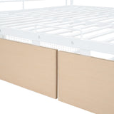 Favfurish Full Over Queen Metal Bunk Bed with 2 Storage Drawers,Contemporary Iron-Crafted Bed Frame,w/Ladder & Full Length Gridded Guardrails,No Box Spring Needed,for Bedroom Guest Room,White Favfurish