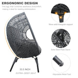 TQKVIPI Oversized Egg Chair-Wicker Outdoor Indoor Rattan Patio Egg Lounge Chairs with Cushion 500lbs Capacity for Living Room, Balcony, Backyard(Grey) TQKVIPI