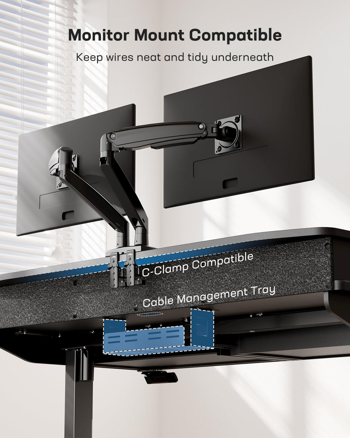 HUANUO 55 x 30 inch Electric Standing Desk with 4 Drawers, Adjustable Height Sit Stand Home Office Desk with Two Tiers, Ergonomic Adjustable Stand up Desk with Monitor Stand, Black HUANUO