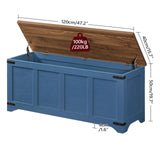 MAHANCRIS Storage Chest, 47.2" Storage Trunk with 2 Safety Hinges, Wooden Toy Chest, Entryway Shoe Bench, Large Toy Box for Kids Room, Bedroom, Living Room, Blue SCLZ4901 MAHANCRIS