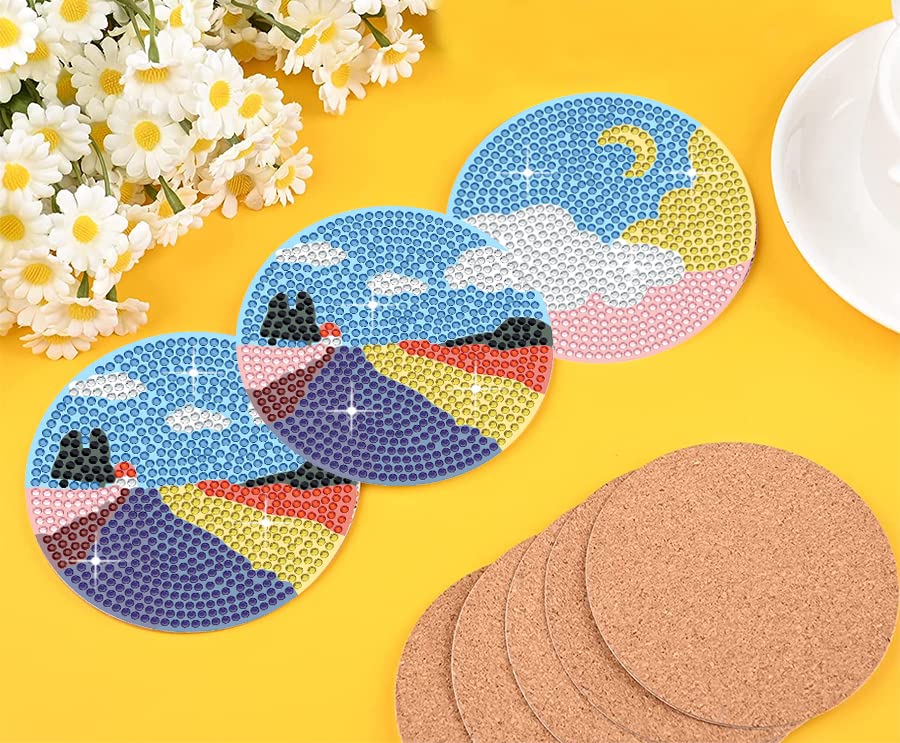 GLOYER 8 Pcs Diamond Painting Coasters,Ocean Whale Diamond Painting Kits Accessories for Beginners Adults and Kids for Home Decoration Gifts(3.94x3.94 inch) GLoyer