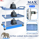 AQNIEGEP Utility Carts with Wheels Rolling Cart Commercial Kitchen Cart Large Food Service Cart Heavy Duty, 600 Lbs Load Capacity, Lockable Wheels, Rubber Hammers AQNIEGEP