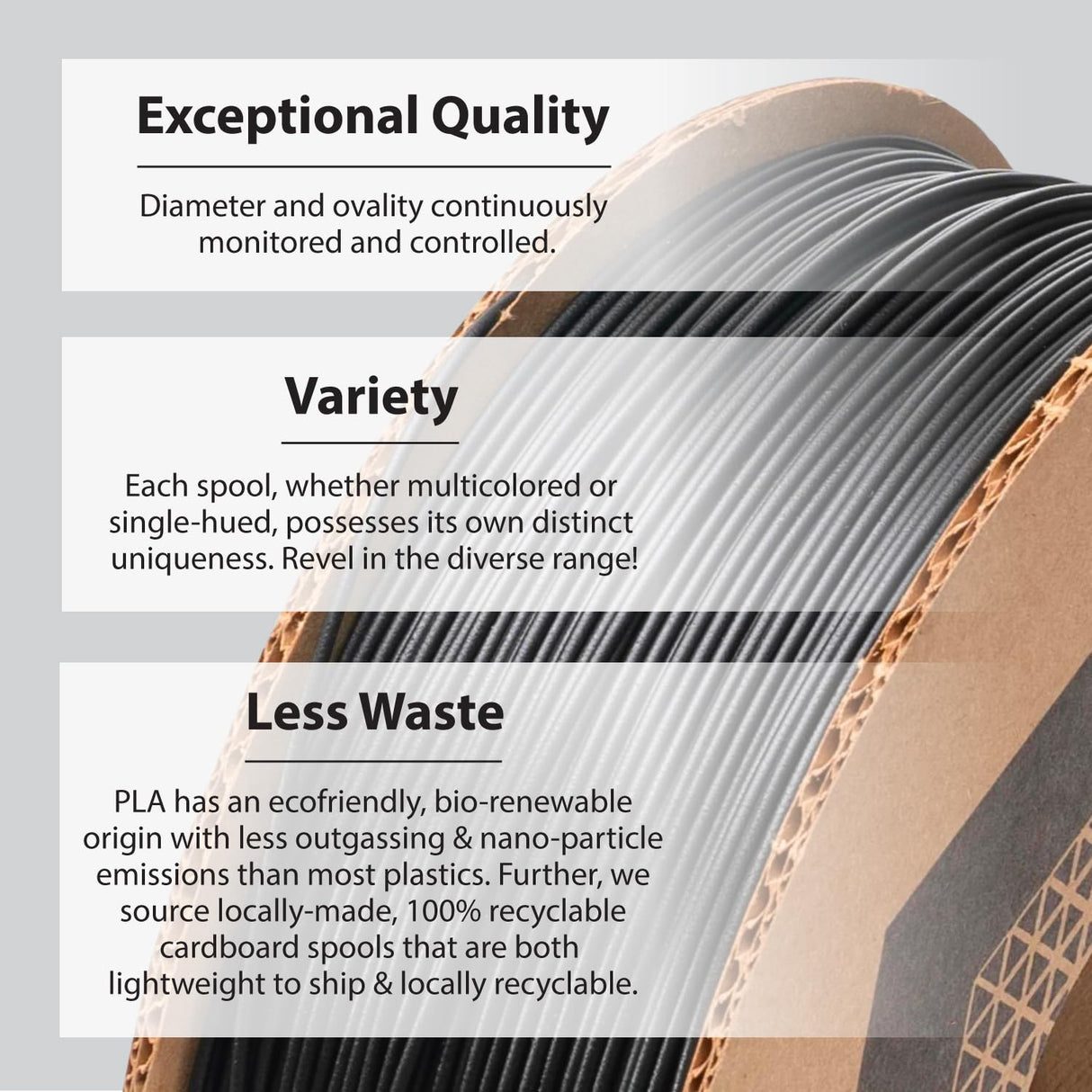 Protopasta 3D Printer Filament | PLA Filament 1.75mm | Black Recycled PLA | 1kg Spool Proto-Pasta