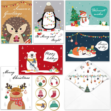 30 Christmas Cards - Holiday Cards with Envelopes, 6 Assorted Designs Bulk, Perfect to Send Warm Wishes to Friends and Family, 4" x 6" BGTCARDS
