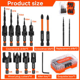 Matework Countersink Drill Bit Set, M2 Cobalt HSS Counter Sink Drill Bit for Wood, Adjustable Depth Drill Bit Set, 15PCS Wood Plug Cutter Drill Bit Set for Woodworking Matework