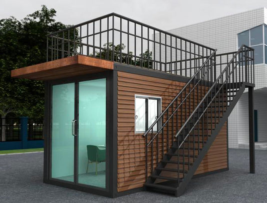 Prefab Hiking House, 20ft Container Home, Portable Mini Home with Deck, Outdoor Living Space for Couples, Suitable for Camping and Hiking 221" D x 144" W x 180" H (Hiking and Nature) w/Terrace