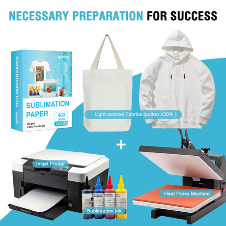Lzerking Sublimation Paper 8.5x11 Inch 125gsm 400 Sheets, Heat Transfer Paper for Inkjet Printers - Ideal for Various Coatings, DIY Projects, T-Shirts, Phone Cases, Mugs Lzerking