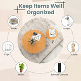 COSTWAY Farmhouse Round Coffee Table Set of 2, Rustic Sofa Side Tea Tables w/Wood Finish, Metal Frame, Adjustable Foot Pads, Nesting End Table Set for Living Room, Bedroom (Radial Pattern) COSTWAY