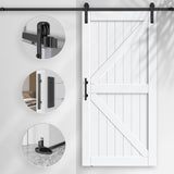 EaseLife 42in x 84in Sliding Barn Door with 7FT Barn Door Hardware Track Kit Included,Solid LVL Wood Slab Covered with Water-Proof & EaseLife