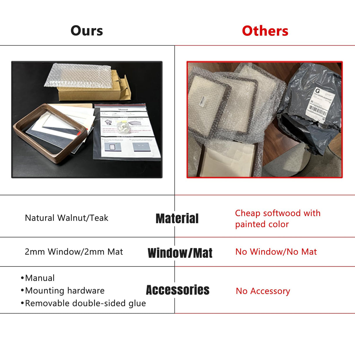 Natural Wood Photo Frames Inspired Tabletop Picture Frame with Mat, Vertical or Horizontal Display (Teak, 4x6 matted to 3x5) WoodArtSupply