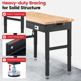 ENJOYWOOD Workbench with Shelf Bracket 48 x 24 Inch Heavy Duty Rubberwood Tabletop Work Table Adjustable Height Work Bench with Drawer, Power Outlets for Garage Woodworking Shop, Home, Office ENJOYWOOD