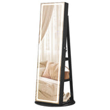 SONGMICS LED Mirror Jewelry Cabinet Standing, Lockable Jewelry Armoire with Full-Length Mirror and Adjustable LED Lights, Space-Saving Jewelry Organizer with Mirror, Gift Idea, Ink Black UJJC008B01 SONGMICS