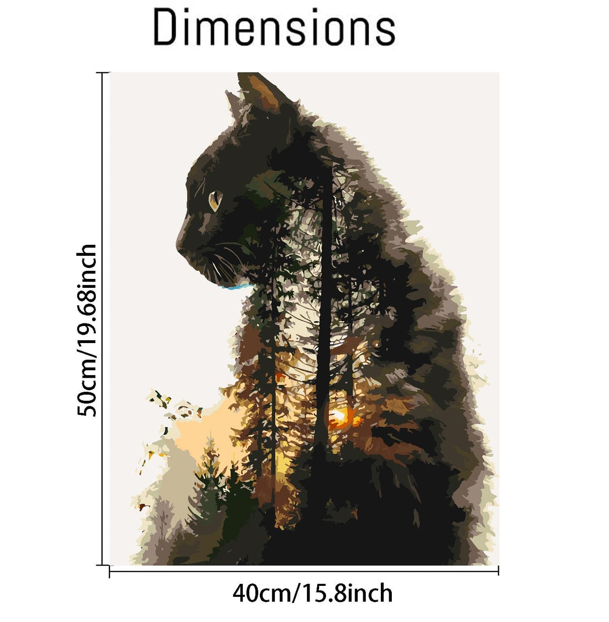 Forest Cat Paint by Numbers for Adults, Painting by Numbers Kit on Canvas for Beginners, Adults' Paint-by-Number Kits Oil Painting Kits for Gift Home Wall Decor 16x20 Inch Clendo