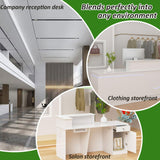 Reception Desk, Front Desk Receptionist Counter With Lockable Drawer & Cabinet & Keyboard Tray & Cable Grommet, With LED light, Retail Checkout For Office, Soho, Shop, Salon (All White - R, 63in) Nykto