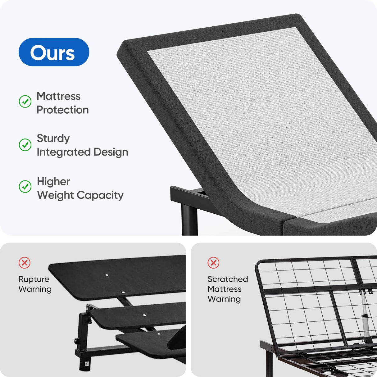 OTDMEL Split King Adjustable Bed Frame with Adjustable Legs, Electric Bed Base Frame with Wireless Remote, Zero Gravity & Anti-Snore, Split King OTDMEL