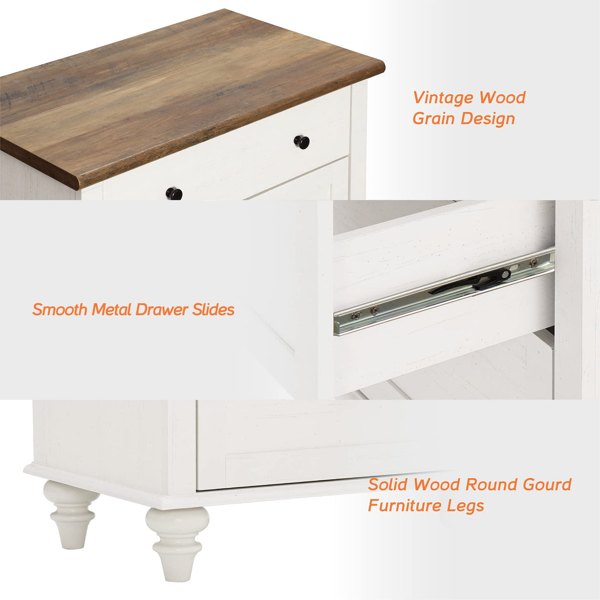 WAMPAT Dresser for Bedroom with 3 Drawers, White Kids Dressers with Wide Chest of Drawers, Mid Century Modern Wooden Closet Storage Organizer, Small Dressers for Living Room, Nursery, Hallway WAMPAT