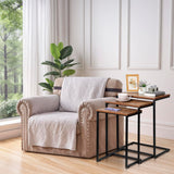 Nouva Modern Nesting Coffee Table, Set of 3 Square Stacking Accent Table End Table C-Shape with Metal Frame for Living Room Bedroom, Rustic Brown Nouva