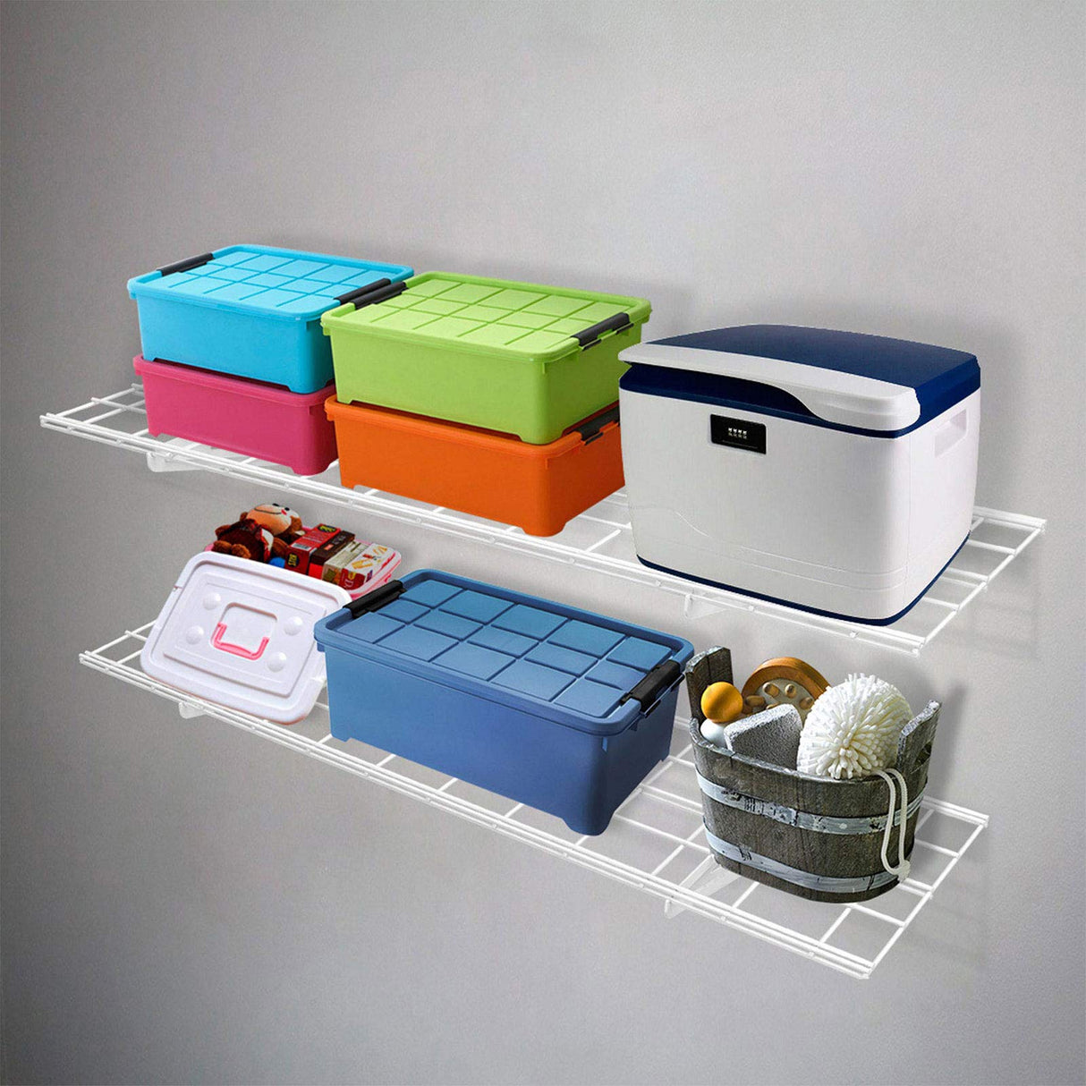 FLEXIMOUNTS 2-Pack 1x4ft 12-inch-by-48-inch Wall Shelf Garage Storage Rack Wall Mounted Floating Shelves, 450 lbs Load Capacity, White FLEXIMOUNTS