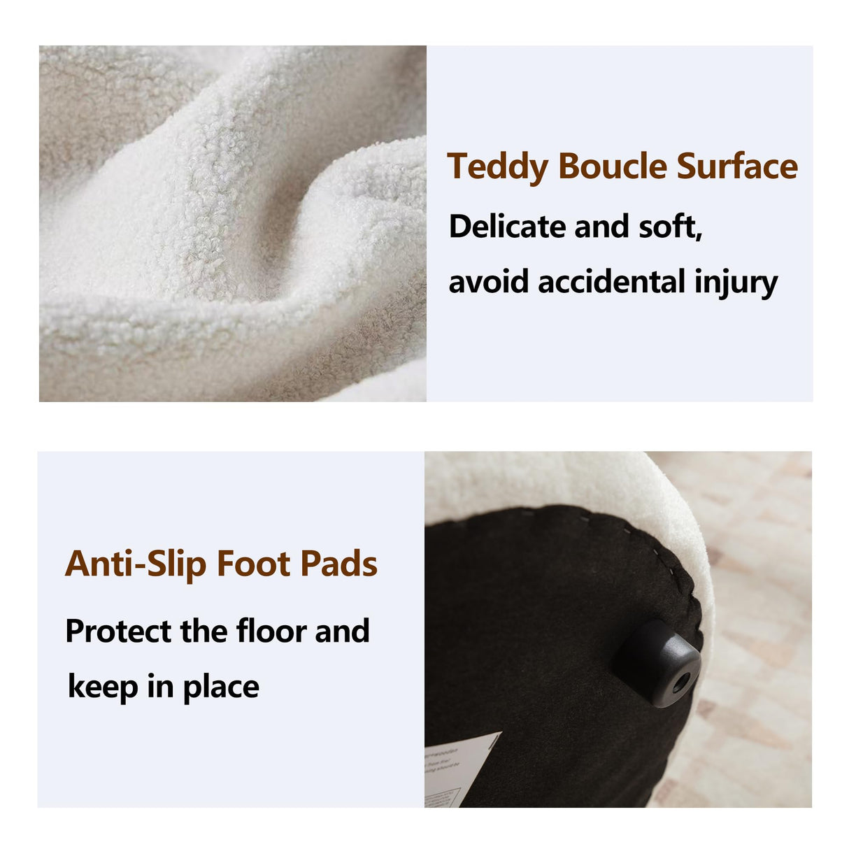 gusohey Large Round Storage Ottoman Coffee Table with Wooden Tabletop, 30.5 Inches Teddy Fleece Tufted Ottoman for Living Room, Bedroom, Apartments, White gusohey