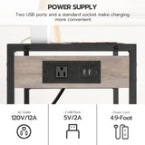 HOOBRO Industrial Printer Stand, 3-Tier Mobile Printer Table, Rolling Cart with Power Outlets and USB Ports, Home Printer Stand with 2 Hooks, for Office, Living Room, Greige and Black BG22UPS01 HOOBRO