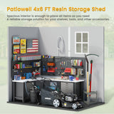 Patiowell 4' x 6' Outdoor Storage Shed with Floor, Plastic Shed Outside Resin Tool Shed with Window and Lockable Door for Backyard Garden Patio Lawn, White (Fit-it Shed) Patiowell