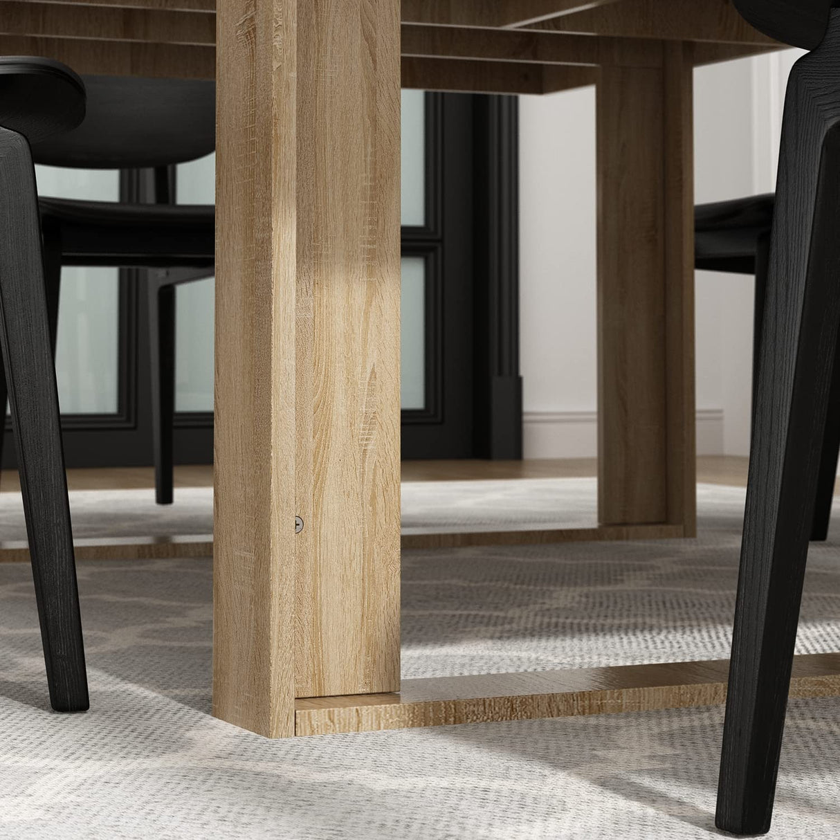 Hitow Dining Table for 8-10 People, 86.6-Inch Rectangular Wood Kitchen Table with Thicken Tabletop, Office Conference Room Table, Dining Room Living Room Table, Wood Color Hitow